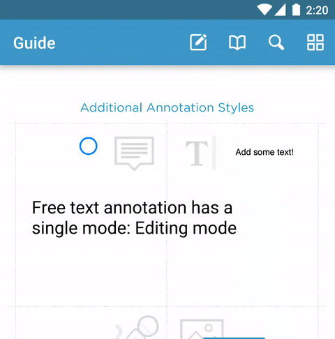 New free text annotation writing mode
