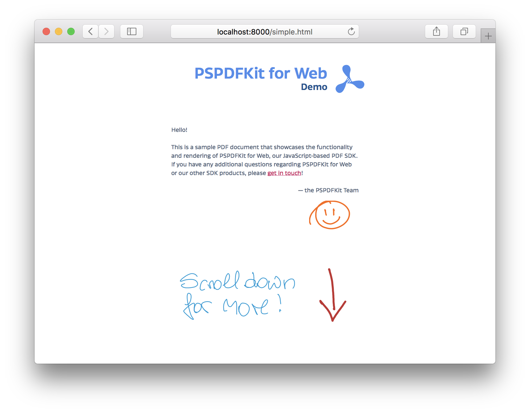 PDF.js rendering the first page of a document in the browser