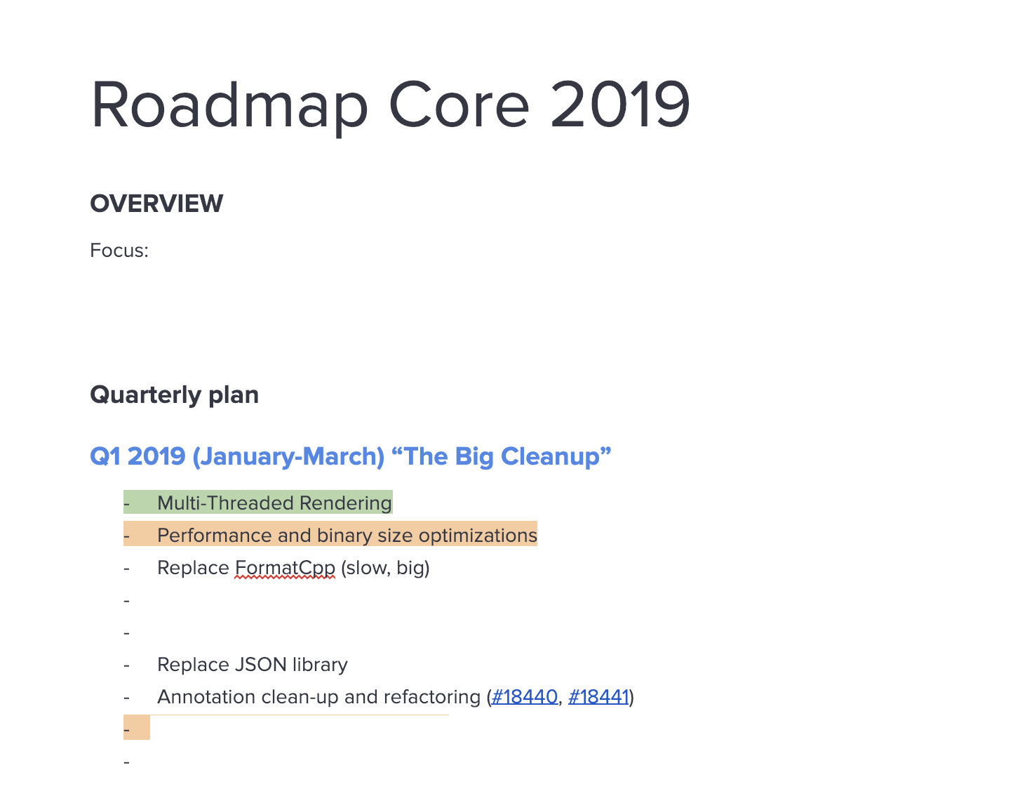 Roadmap core screenshot