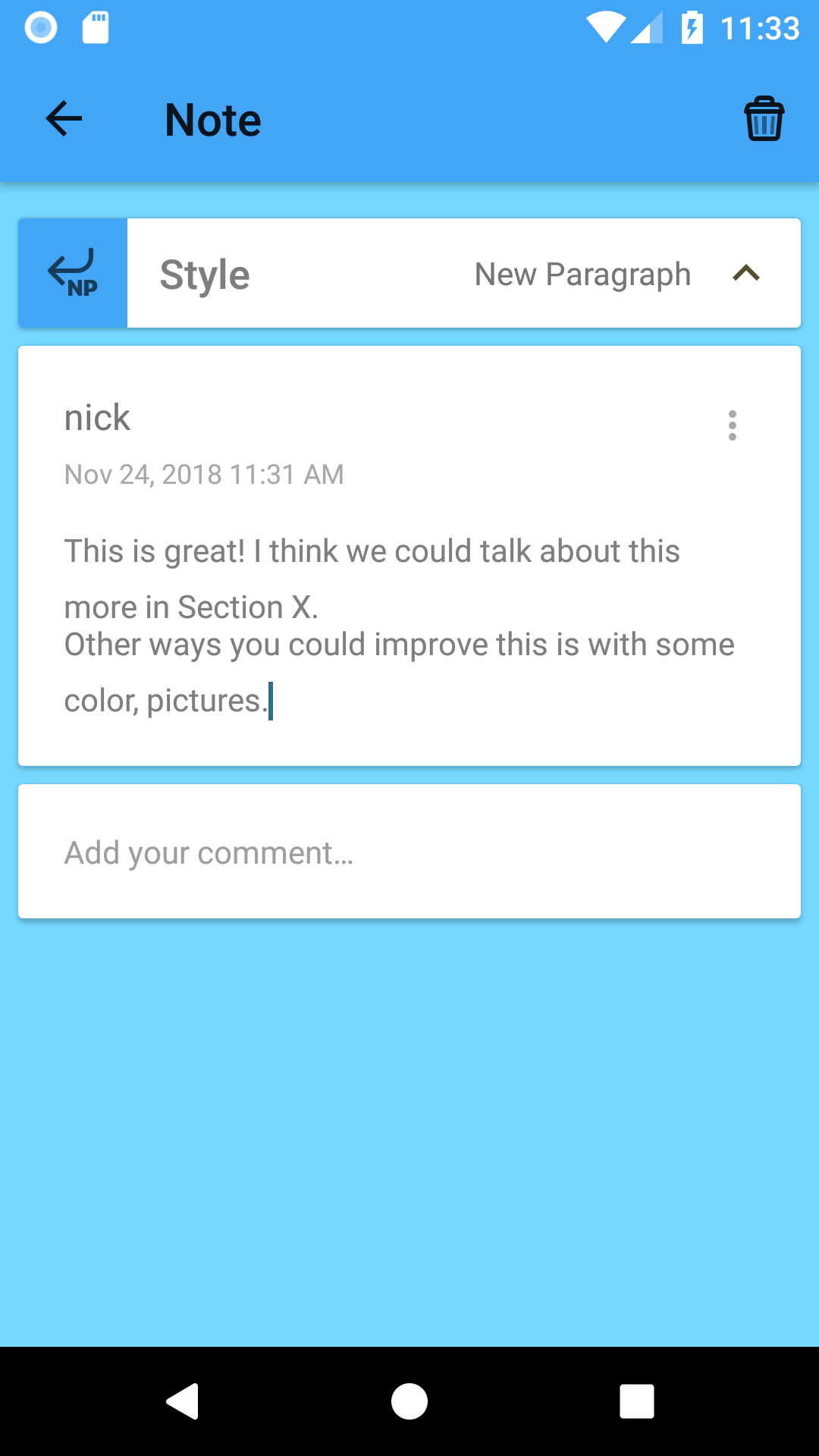 Android note view example