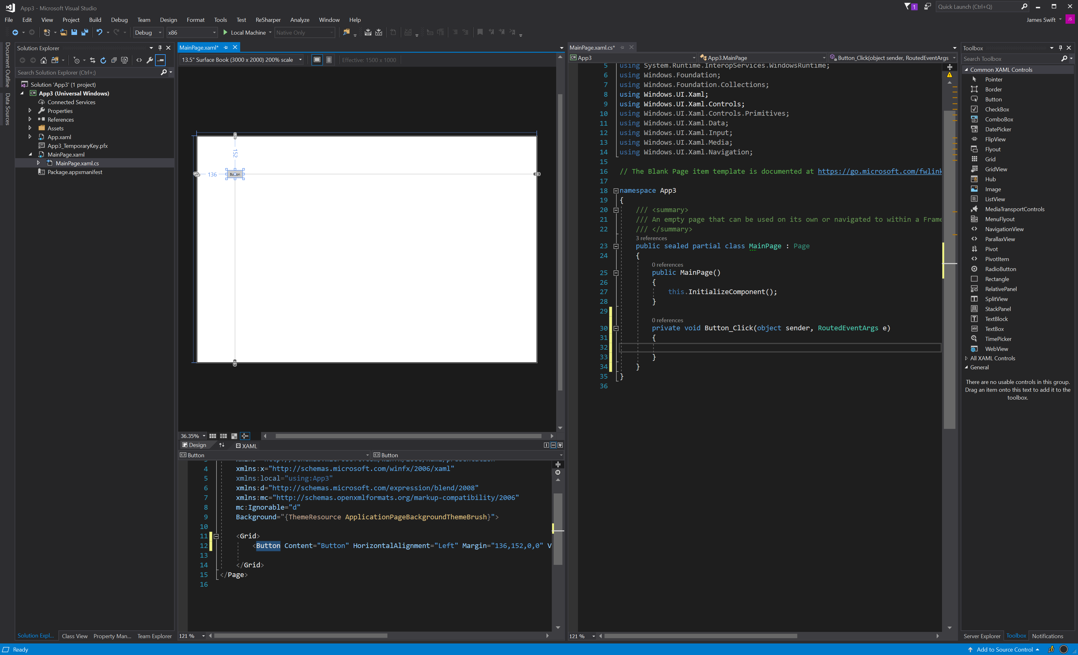 Visual Studio UI Layout