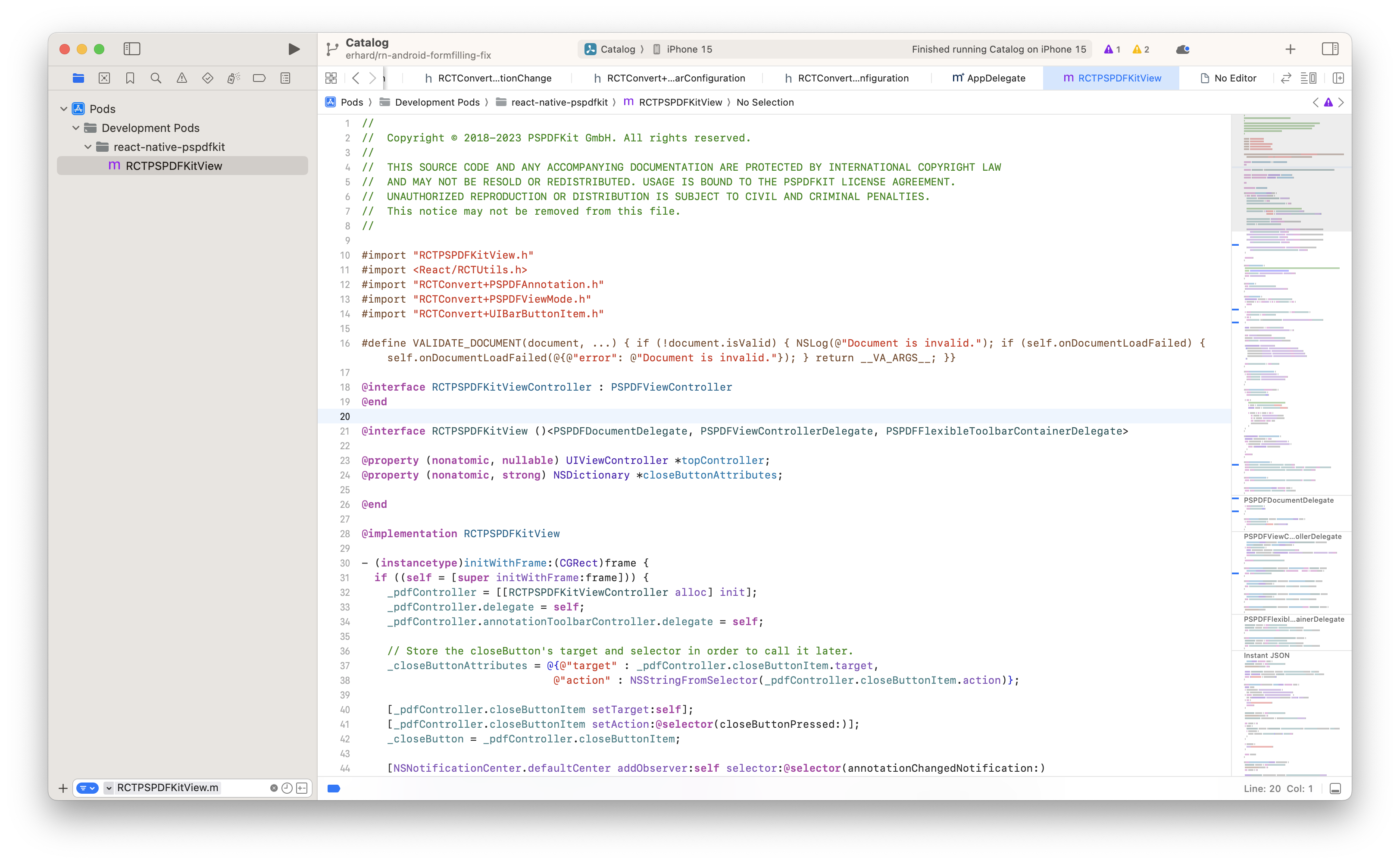 find-objc-catalog-example-xcode