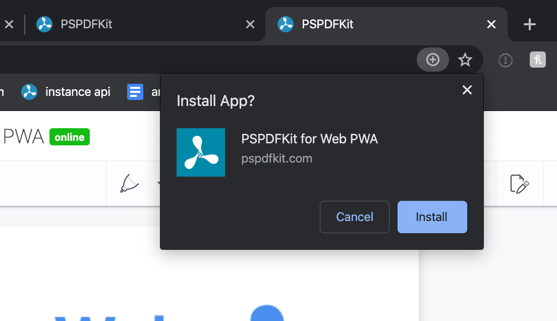 Dedicated install button on Chrome