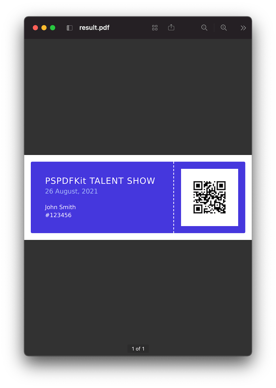 Generated Event Ticket with Margin