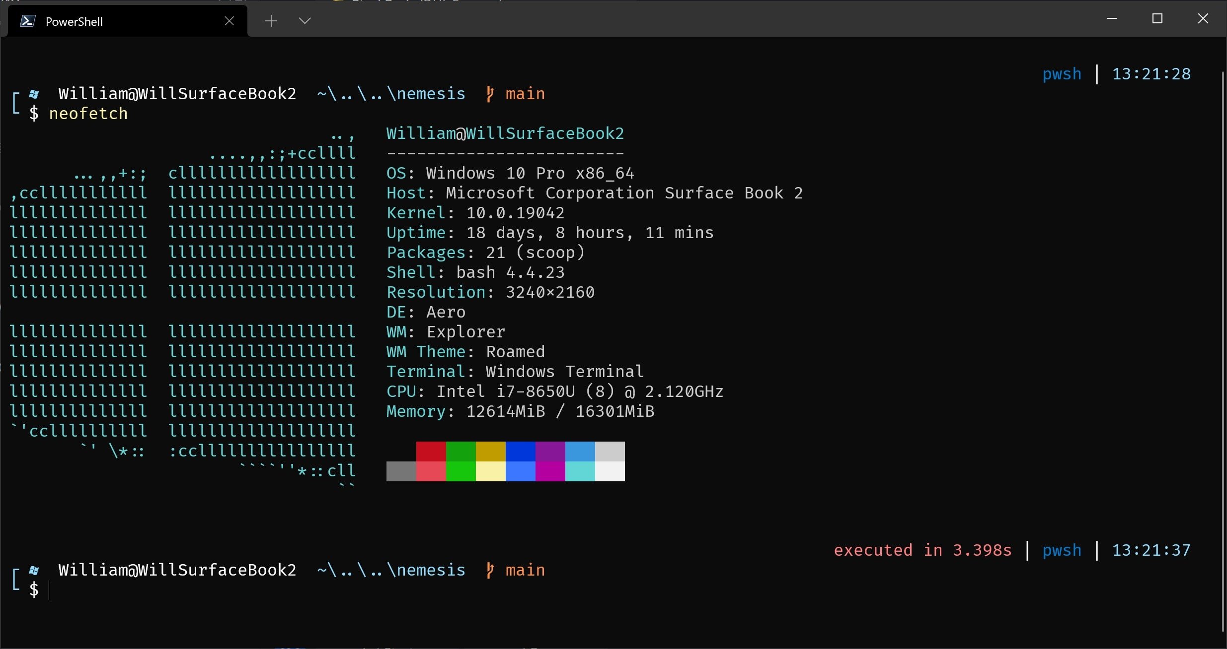 Will’s terminal showing a PowerShell tab.