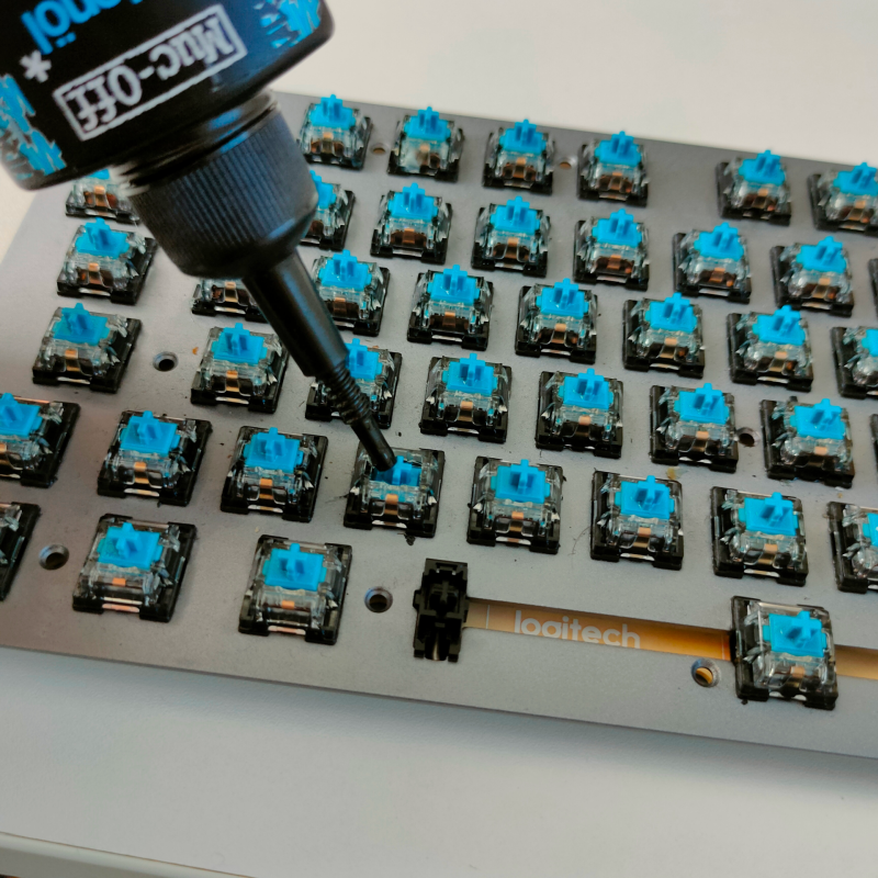 Applying lubricant to the reassembled keyboard
