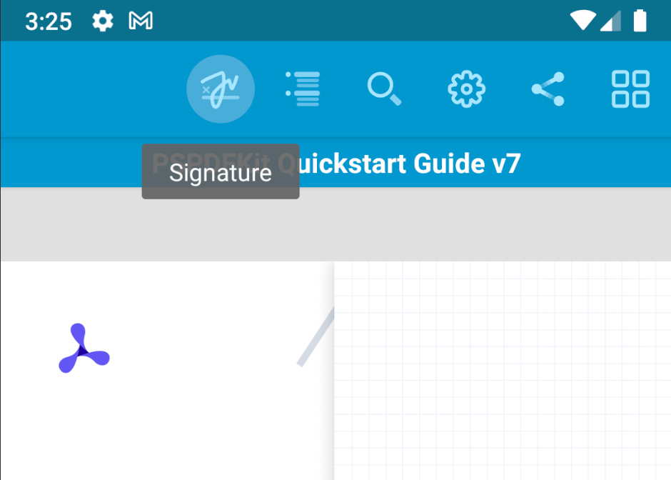 Image showing the signature tool in the main toolbar