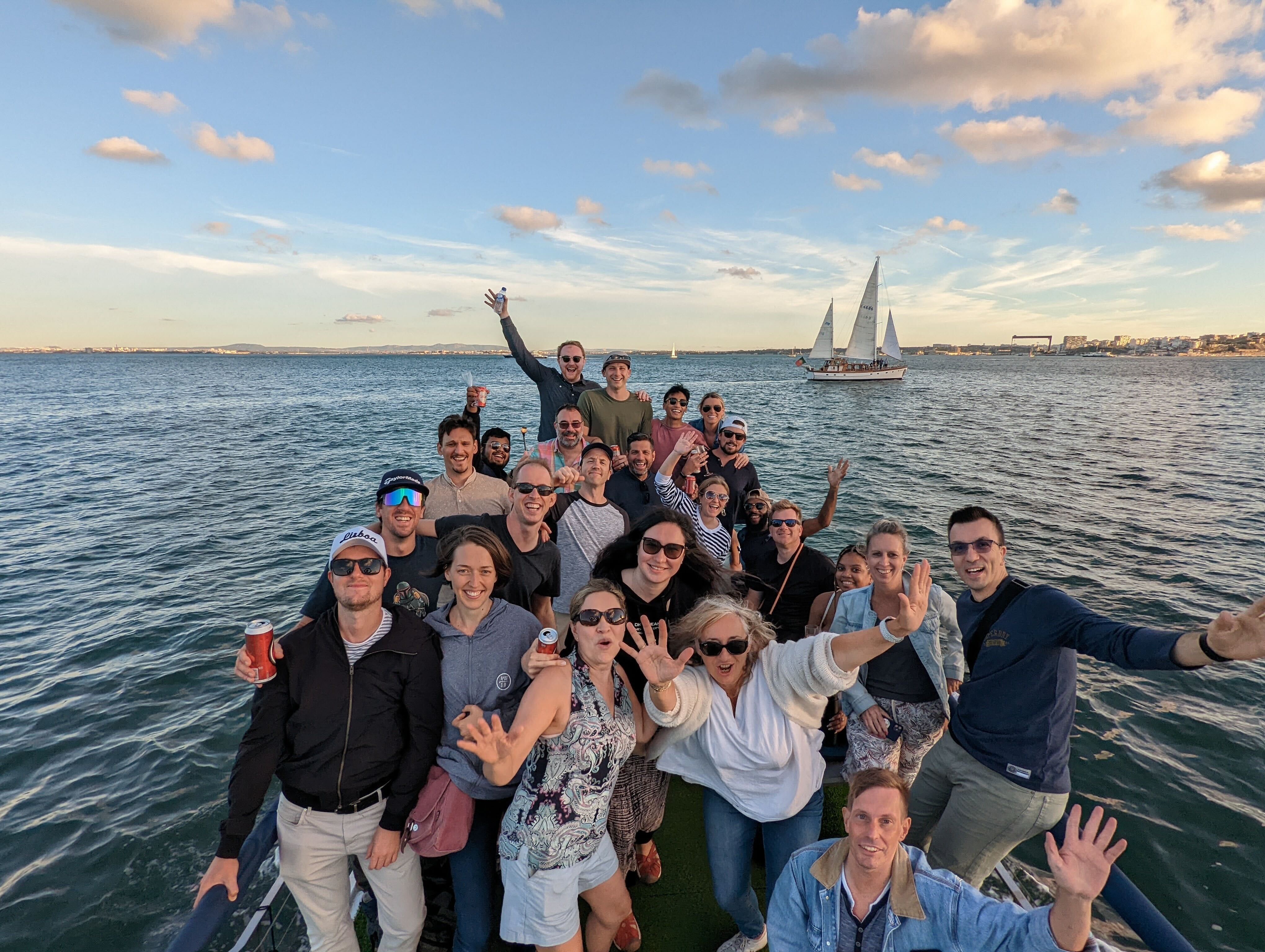 Colleagues on a private boat cruise