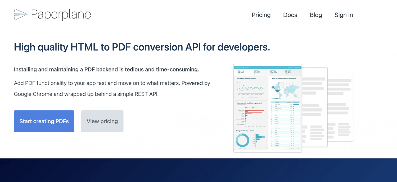 Paperplane PDF Generator API