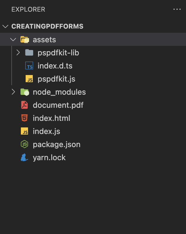 image showing the file structure in VS code