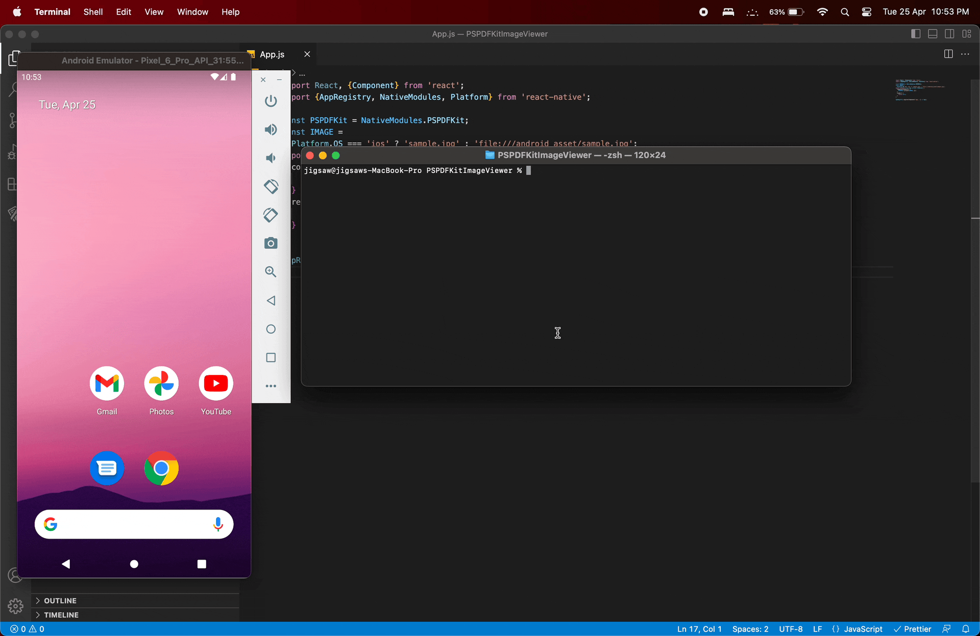 gif showing the react native image viewer android app