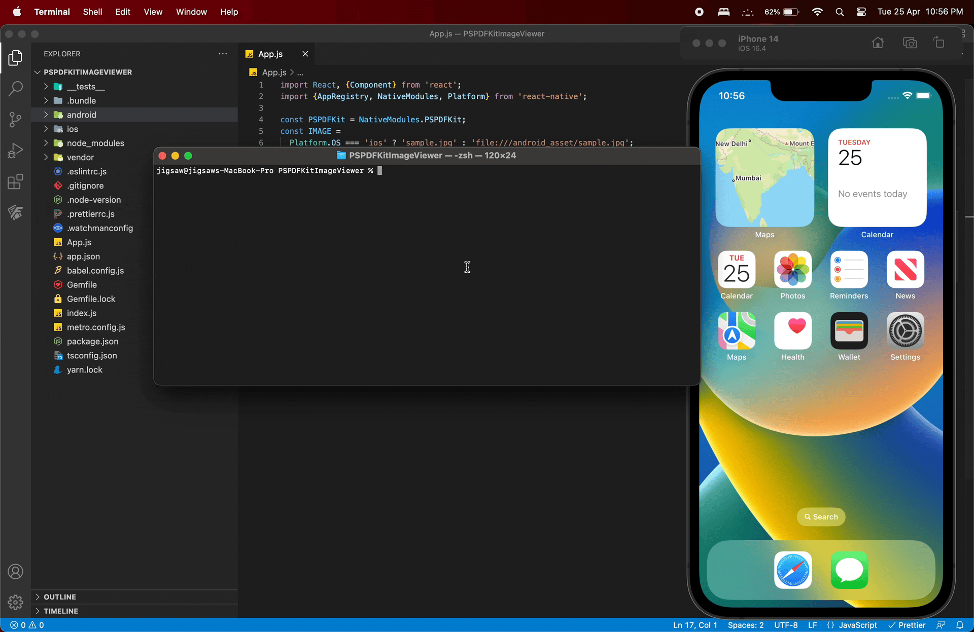gif showing the react native image viewer ios app