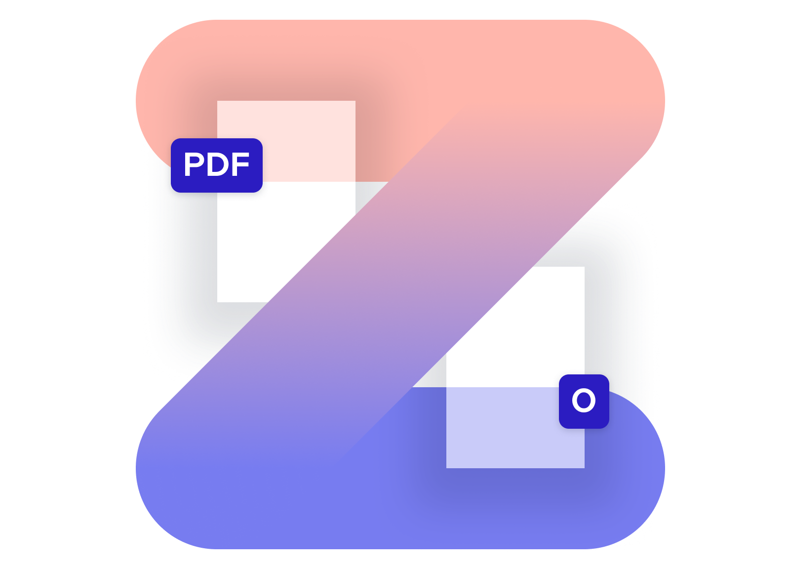 Abstract Illustration of PDF files being converted to Office files