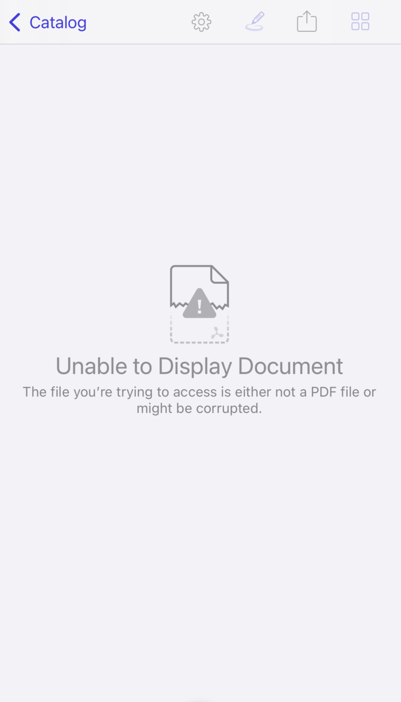 unable to display document