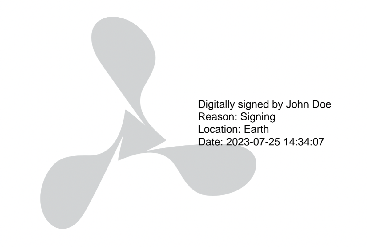 Digital signature with descriptionOnly appearance mode.