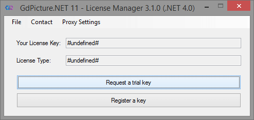 Request a trial key button
